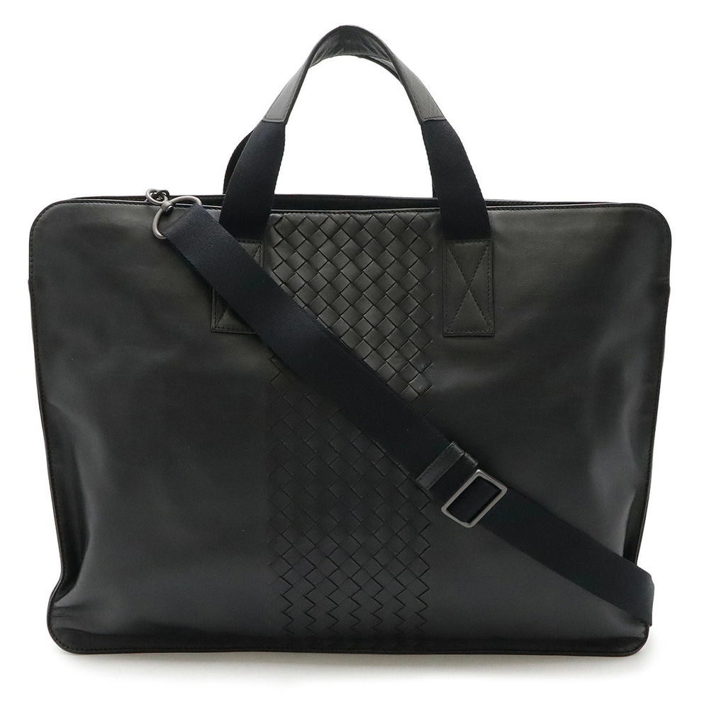 BOTTEGA VENETA Intrecciato Business Bag Briefcase Shoulder Leather Black